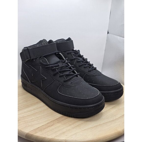 Authentic a bathing ape BAPE STA Foot Soldier black Suede mens size US 8 NEW - Picture 5 of 10